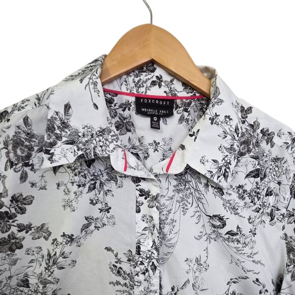 Foxcroft Wrinkle Free Fit Top Womens SZ 18W Floral Button Blouse Preppy Office - Picture 2 of 12